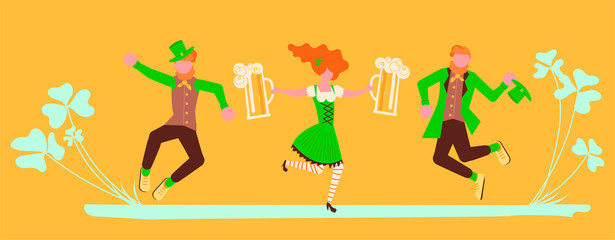 Saint Patricks Day Horizontal banner template. 