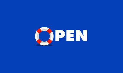 Naklejka premium Open Typography with Lifebuoy Illustration