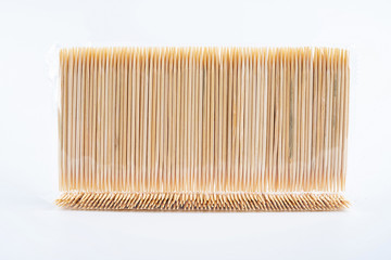 Bamboo toothpick on white background