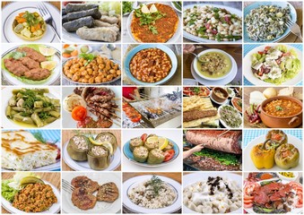 Traditional delicious Turkish foods collage. Food concept.