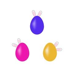 Easter bunny and egg to holiday. Modern stylish abstract card for greeting. Egg rabbit. Symbol love, life, spring. Colorful template for prints, banner, card, label. Symbol design. Vector illustration