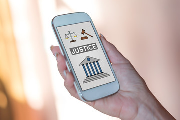 Justice concept on a smartphone