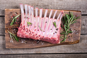 Raw rack of lamb with spices and herbs © whitestorm