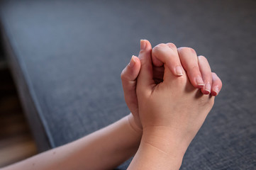 Praying woman hands. Pray in the Morning , Woman praying with hands together