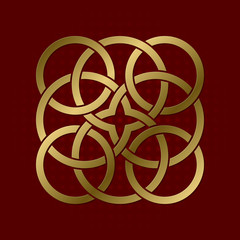 Sacred geometric symbol of rings plexus. Golden mandala logo.