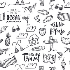 Hand drawn doodle travel pattern