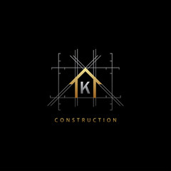 Golden House K Letter Concept Logo