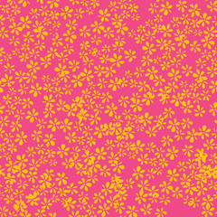 Pink & Mango Wild Flowers Seamless Vector Pattern