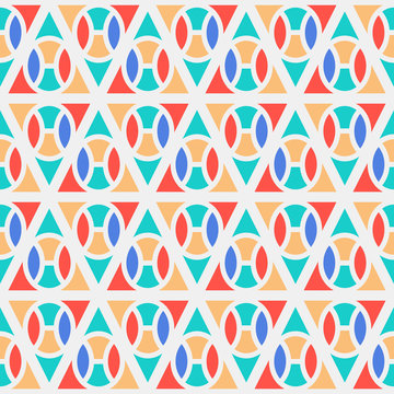Seamless pattern with geometric shapes, colorful illustration, eps10. Clipping mask applied.