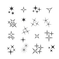 Sparkle lights stars set. Bright firework, decoration twinkle, shiny flash