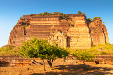 Ruined Mingun pagoda, the remains of a massive construction project begun by King Bodawpaya,...