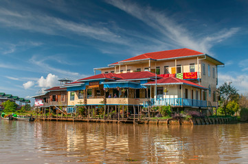 A house on bamboo sticks in Inle Lake, Myanmar (Burma).
