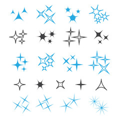 Sparkle lights stars set. Glowing light effect star.
