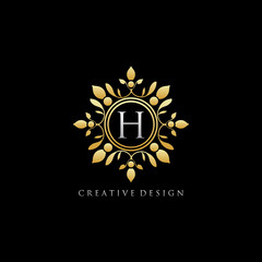 Gold Classic H Letter Logo