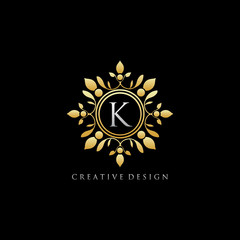 Gold Classic K Letter Logo