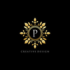 Gold Classic P Letter Logo