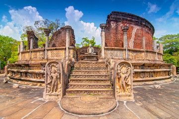 Vatadage (Round House) of Polonnaruwa ruin Unesco world heritage on Sri Lanka.