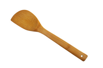 Vintage Wooden Stirrer on White Background. Kitchen and Cooking Concept.