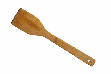 Vintage Wooden Stirrer on White Background. Kitchen and Cooking Concept.