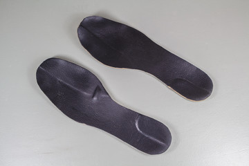 Black orthopedic shoes insoles made in leather