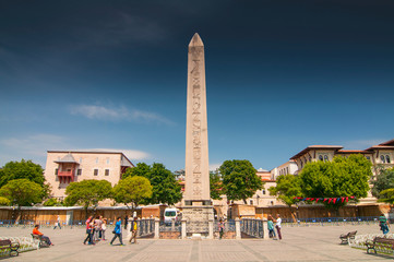 The Egyptian Obelisk at the Hippodrome in Sultanahmet, Istanbul, Turkey.