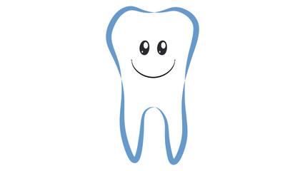 Dent funny character. Tooth smile sticker
