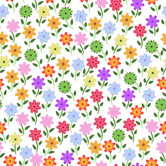 Seamless flowers pattern background vector illustration for design.Summer print.