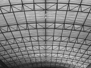 Arched roof steel structure the design for Food court open space