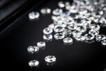 old cut diamonds on black background