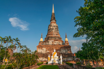 Buddha statues in front of Stupa at Wat Yai Chai Mongkhon, Ayutthaya, Thailand, Unesco World...