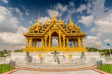 Fototapeta premium Memorial Crowns of the Auspice, The Borommangalanusarani Pavilion in the area of Ananta Samakhom Throne Hall in Thai Royal Dusit Palace, Bangkok, Thailand.