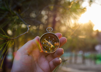 Compass in the mountains