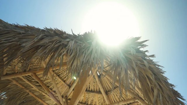 Straw hut in a famous Cuban beach.