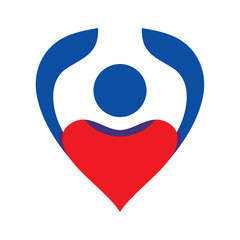 love logo, love people with flat style logo concept