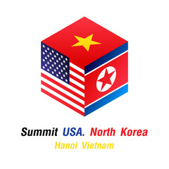 Dice Flag Summit Usa North Korea Vietnam. vector illustration