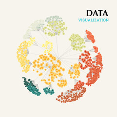 Data visualization. Volumetric data clusters. Big data complexity representation. Analytics abstract concept. Graphic background.