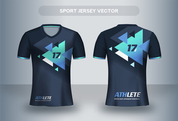 Football Jsersey design template. Soccer club uniform T-shirt front and back view.