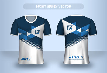 Football Jsersey design template. Soccer club uniform T-shirt front and back view.