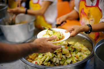 The concept of society in sharing each other, donating to the poor