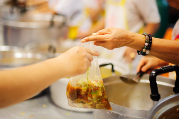 The concept of society in sharing each other, donating to the poor