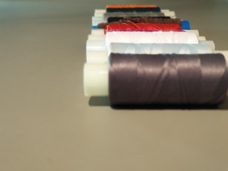 Colored thread closeup. Multi-colored threads for embroidery.