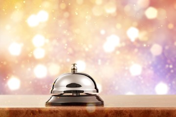 Vintage hotel reception service desk bell.