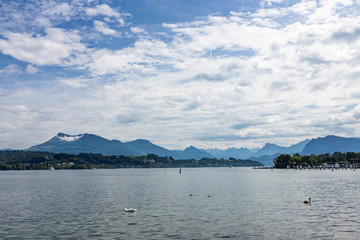Fototapeta na wymiar View on Lucerne and Lake Lucerne, Switzerland