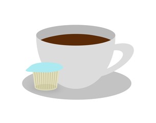 ガムシロップが添えられたコーヒー