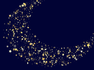 Gold gradient star dust sparkle vector background.