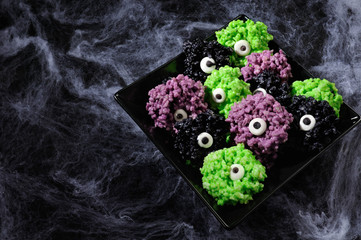 Monsters eye balls. Rice krispies bites