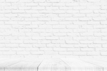 White Brick Wall Texture with wood floor , Empty Abstract Background for Presentations and Web Design. A Lot of Space for Text Composition art image, website, magazine or graphic design