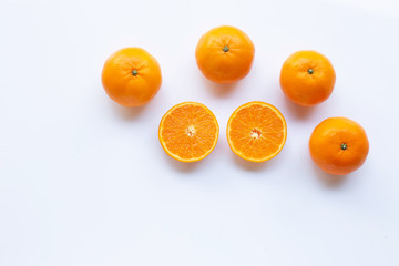 Fresh orange citrus fruit on white.