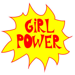 Girl power inscription handwritten with bright pink vivid font. GRL PWR hand lettering. Feminist slogan. Modern print.