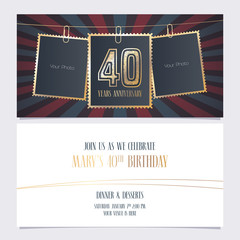 40 years anniversary party invitation vector template, Illustration